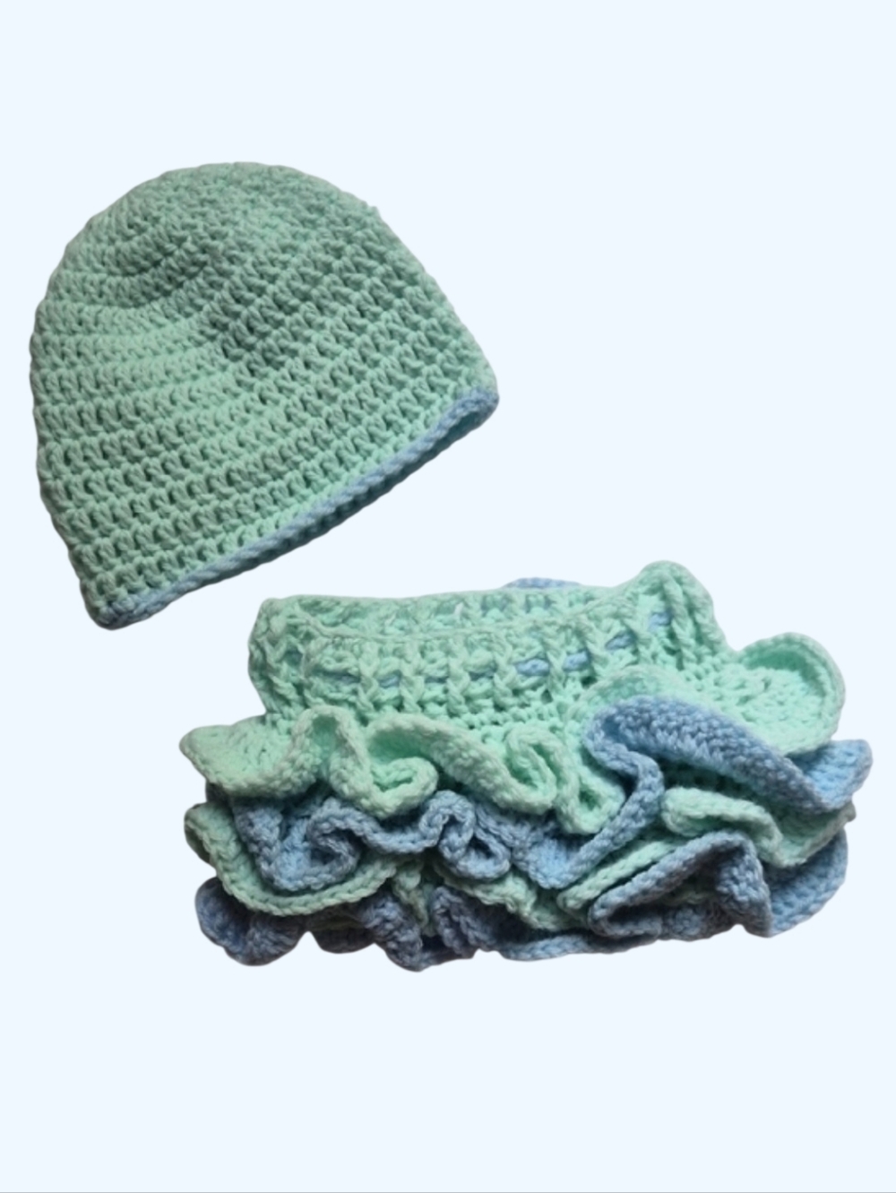 Handmade Crocheted Tinker Bell Skirt And Beanie Set-Photo Prop-Size 0-3M - Picture 6 of 8